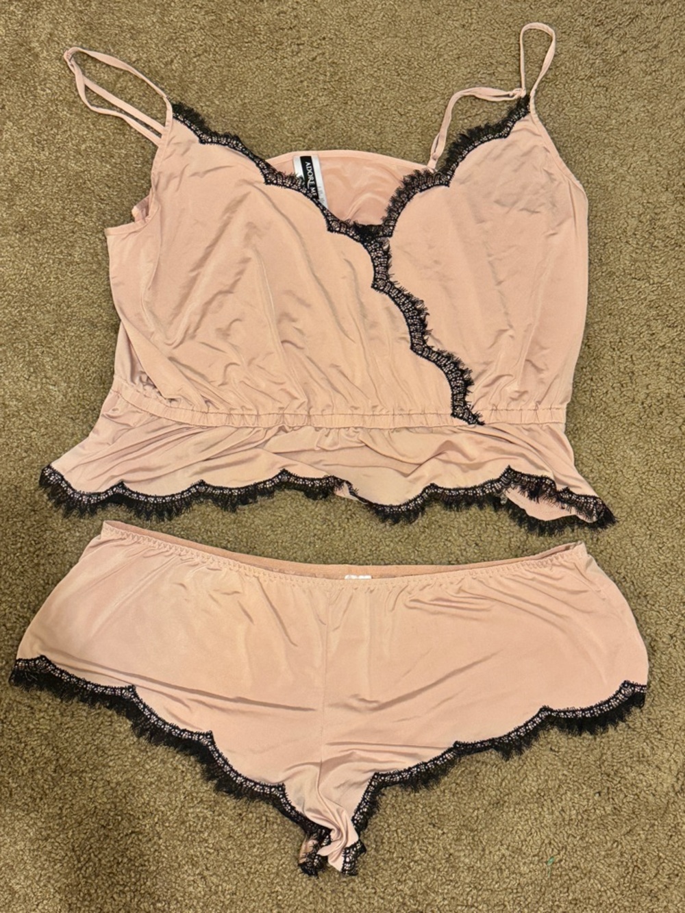 Women’s Blush Lace-Trim Cami & Short Sleep Set -